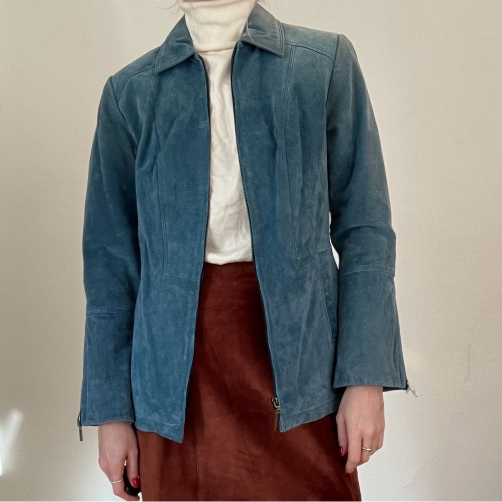 Stunning Ocean Blue Suede Jacket in size XS